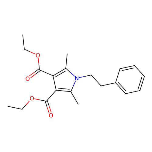 2,5-Dimethyl-1-phenethyl-1H-pyrrole-3,4-dicarboxylic acid diethyl ester structure