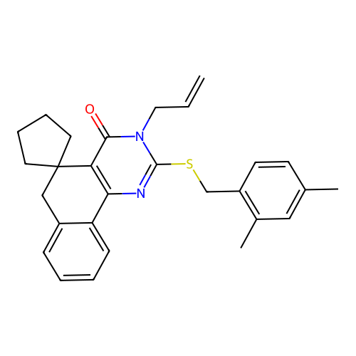 2-[(2,4-dimethylbenzyl)sulfanyl]-3-(prop-2-en-1-yl)-3H-spiro[benzo[h]quinazoline-5,1'-cyclopentan]-4(6H)-one structure
