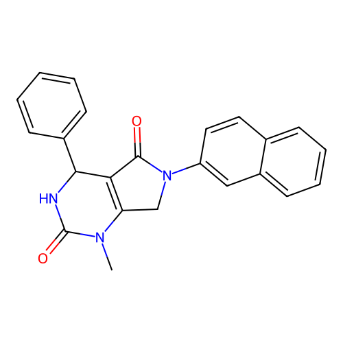 1-methyl-6-(naphthalen-2-yl)-4-phenyl-3,4,6,7-tetrahydro-1H-pyrrolo[3,4-d]pyrimidine-2,5-dione structure