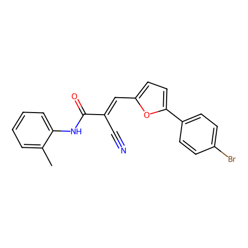 (2E)-3-[5-(4-bromophenyl)furan-2-yl]-2-cyano-N-(2-methylphenyl)prop-2-enamide structure