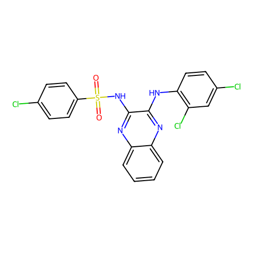 4-chloro-N-[3-(2,4-dichloroanilino)quinoxalin-2-yl]benzenesulfonamide structure