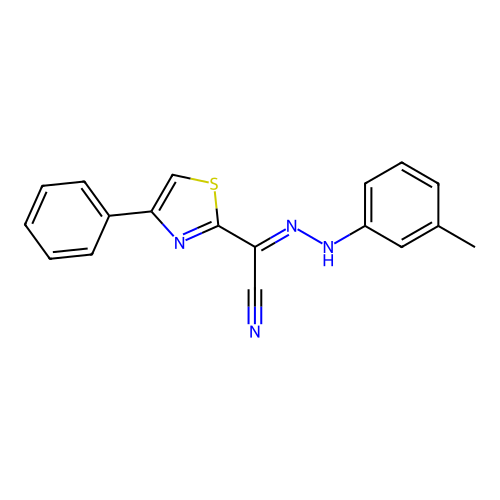 Acetonitrile, 2-(3-methylphenylhydrazono)-2-(4-phenyl-2-thiazolyl)- structure