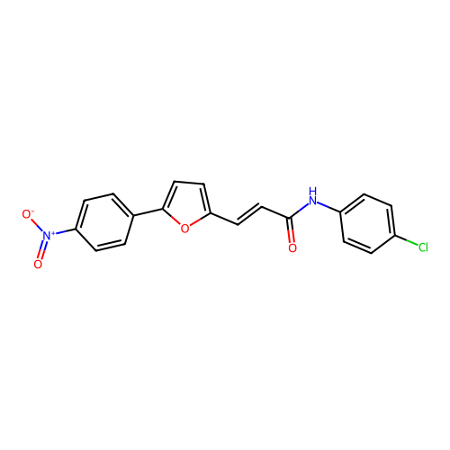 (2E)-N-(4-chlorophenyl)-3-[5-(4-nitrophenyl)furan-2-yl]prop-2-enamide structure