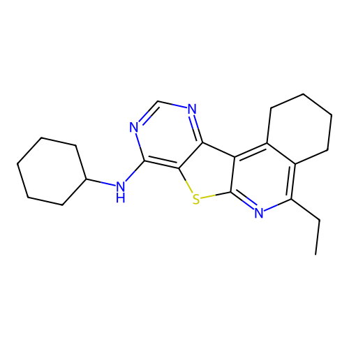 N-cyclohexyl-5-ethyl-1,2,3,4-tetrahydropyrimido[4',5':4,5]thieno[2,3-c]isoquinolin-8-amine structure