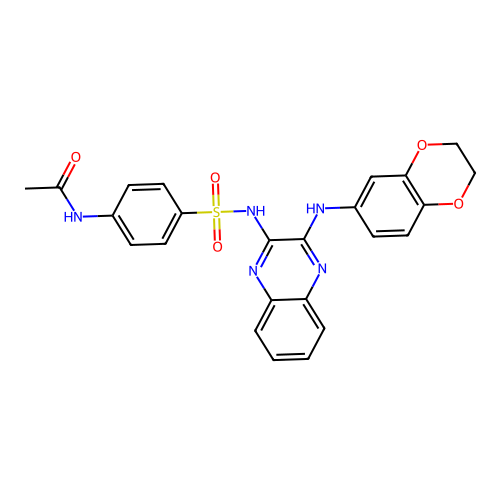 N-(4-(N-(3-((2,3-dihydrobenzo[b][1,4]dioxin-6-yl)amino)quinoxalin-2-yl)sulfamoyl)phenyl)acetamide structure