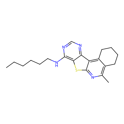 N-hexyl-5-methyl-1,2,3,4-tetrahydropyrimido[4',5':4,5]thieno[2,3-c]isoquinolin-8-amine structure