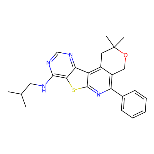 2,2-dimethyl-N-(2-methylpropyl)-5-phenyl-1,4-dihydro-2H-pyrano[4'',3'':4',5']pyrido[3',2':4,5]thieno[3,2-d]pyrimidin-8-amine structure