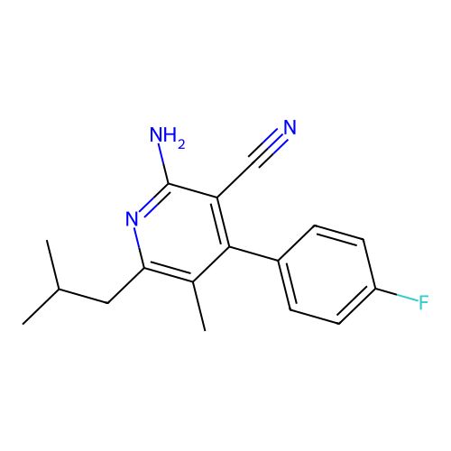 2-Amino-4-(4-fluorophenyl)-5-methyl-6-(2-methylpropyl)pyridine-3-carbonitrile structure