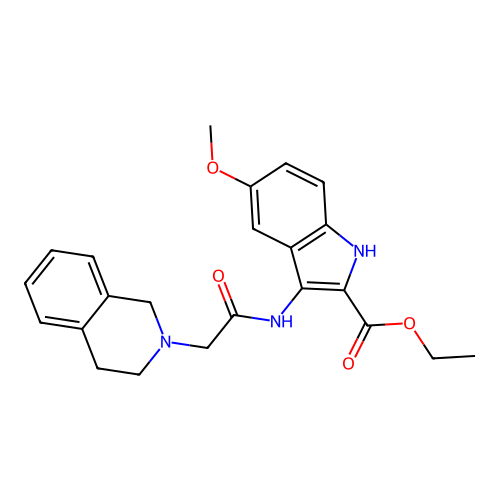 ethyl 3-(2-(3,4-dihydroisoquinolin-2(1H)-yl)acetamido)-5-methoxy-1H-indole-2-carboxylate structure
