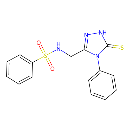 N-((5-mercapto-4-phenyl-4H-1,2,4-triazol-3-yl)methyl)benzenesulfonamide structure