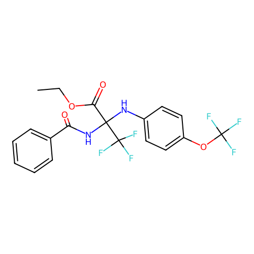 (S)-ethyl 2-benzamido-3,3,3-trifluoro-2-((4-(trifluoromethoxy)phenyl)amino)propanoate structure