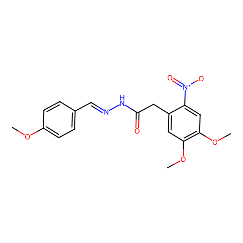 (E)-2-(4,5-dimethoxy-2-nitrophenyl)-N'-(4-methoxybenzylidene)acetohydrazide structure