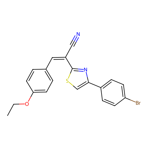 (2Z)-2-[4-(4-bromophenyl)-1,3-thiazol-2-yl]-3-(4-ethoxyphenyl)prop-2-enenitrile structure