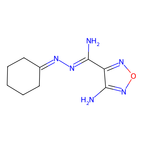 4-amino-N'-(cyclohexylideneamino)-1,2,5-oxadiazole-3-carboximidamide structure