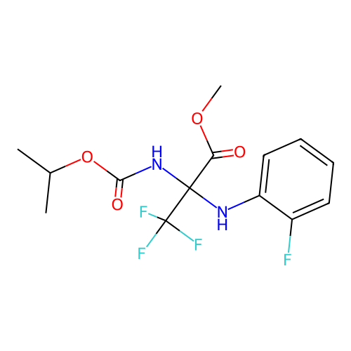 methyl 3,3,3-trifluoro-2-(2-fluoroanilino)-2-(propan-2-yloxycarbonylamino)propanoate structure