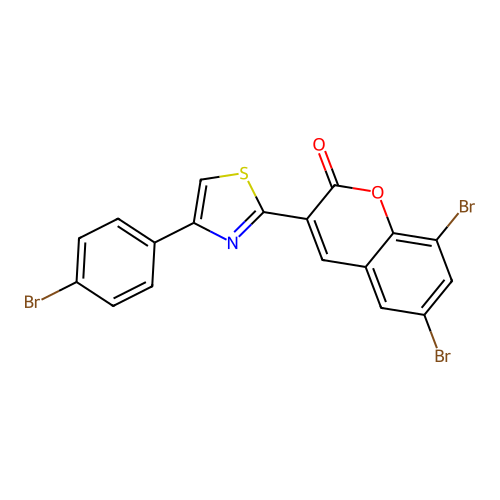 6,8-dibromo-3-[4-(4-bromophenyl)-1,3-thiazol-2-yl]-2H-chromen-2-one structure