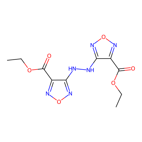 Diethyl 4,4'-(hydrazine-1,2-diyl)bis(1,2,5-oxadiazole-3-carboxylate) structure