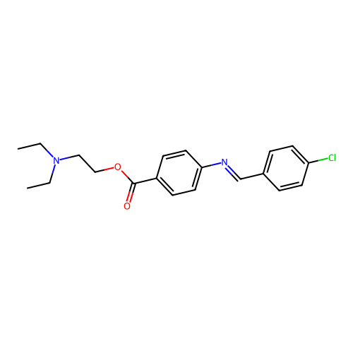 2-(diethylamino)ethyl 4-{[(E)-(4-chlorophenyl)methylidene]amino}benzoate structure
