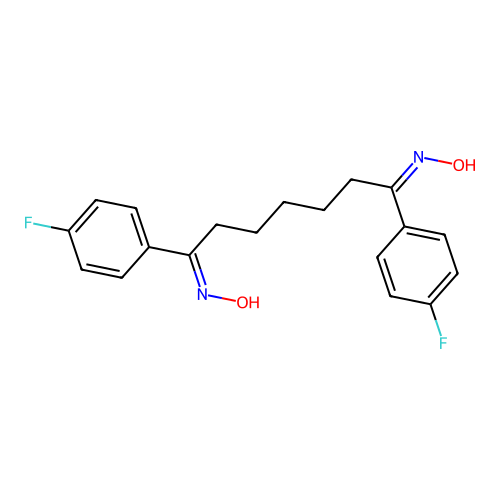 (1Z,7E)-1,7-bis(4-fluorophenyl)-N,N'-dihydroxyheptane-1,7-diimine structure
