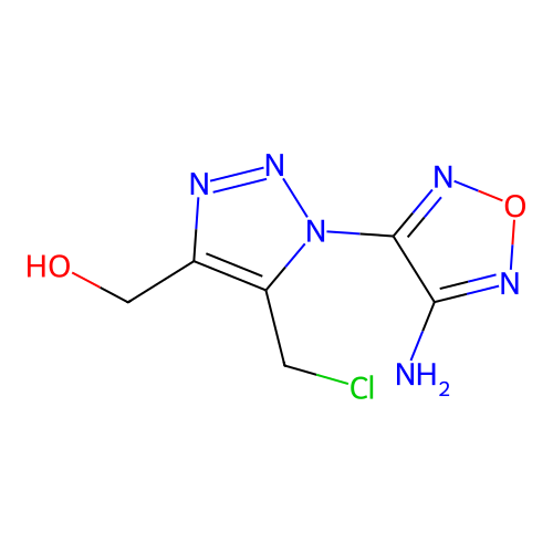 [1-(4-amino-1,2,5-oxadiazol-3-yl)-5-(chloromethyl)triazol-4-yl]methanol structure