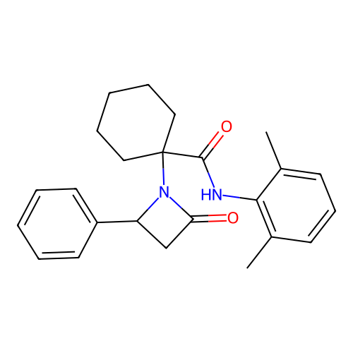 N-(2,6-dimethylphenyl)-1-(2-oxo-4-phenylazetidin-1-yl)cyclohexanecarboxamide structure