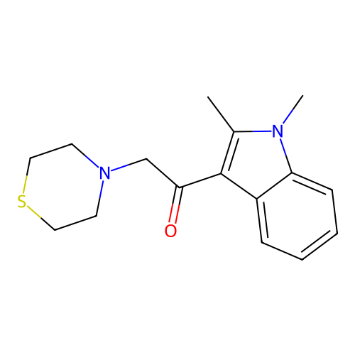 1-(1,2-Dimethyl-1H-indol-3-yl)-2-thiomorpholin-4-yl-ethanone structure