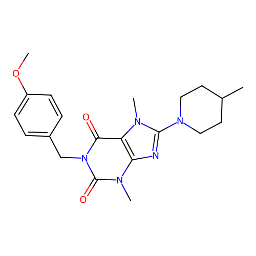 1-(4-methoxybenzyl)-3,7-dimethyl-8-(4-methylpiperidin-1-yl)-1H-purine-2,6(3H,7H)-dione structure