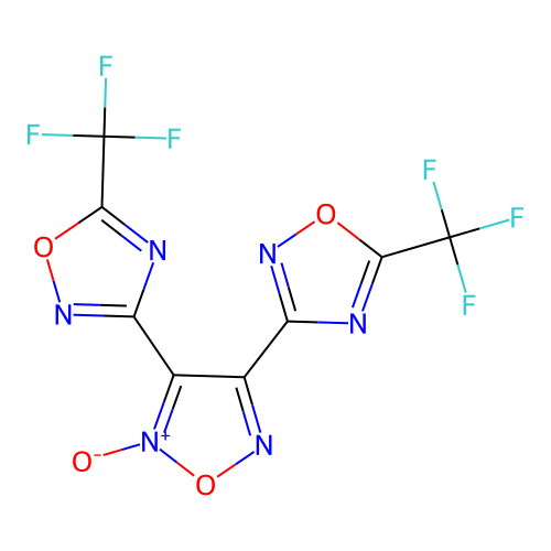 2-Oxido-3,4-bis[5-(trifluoromethyl)-1,2,4-oxadiazol-3-yl]-1,2,5-oxadiazol-2-ium structure