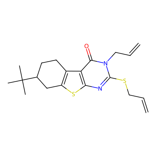 3-allyl-2-(allylthio)-7-(tert-butyl)-5,6,7,8-tetrahydrobenzo[4,5]thieno[2,3-d]pyrimidin-4(3H)-one structure