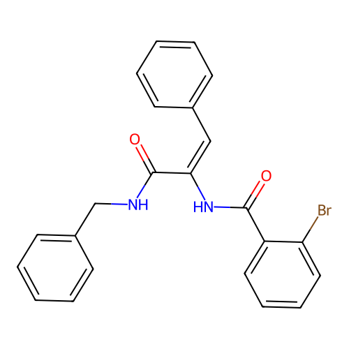 N-[(1E)-3-(benzylamino)-3-oxo-1-phenylprop-1-en-2-yl]-2-bromobenzamide structure