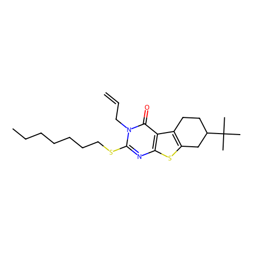3-allyl-7-(tert-butyl)-2-(heptylthio)-5,6,7,8-tetrahydrobenzo[4,5]thieno[2,3-d]pyrimidin-4(3H)-one structure