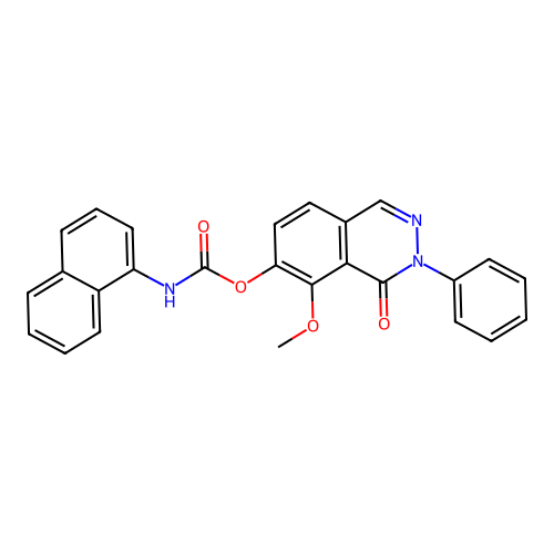 5-Methoxy-4-oxo-3-phenyl-3,4-dihydrophthalazin-6-yl naphthalen-1-ylcarbamate structure