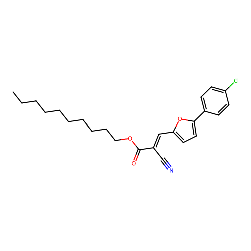 decyl (2E)-3-[5-(4-chlorophenyl)furan-2-yl]-2-cyanoprop-2-enoate structure