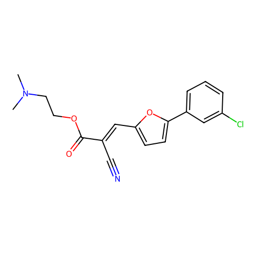 2-dimethylaminoethyl 3-[5-(3-chlorophenyl)-2-furyl]-2-cyano-prop-2-enoate structure