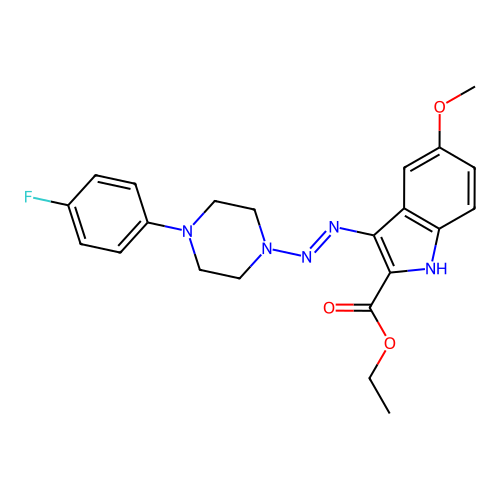Ethyl 3-[[4-(4-fluorophenyl)piperazin-1-yl]hydrazinylidene]-5-methoxy-indole-2-carboxylate structure