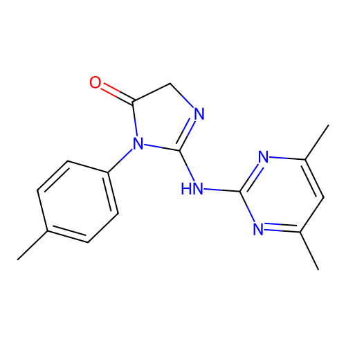2-(4,6-Dimethyl-pyrimidin-2-ylamino)-3-p-tolyl-3,5-dihydro-imidazol-4-one structure
