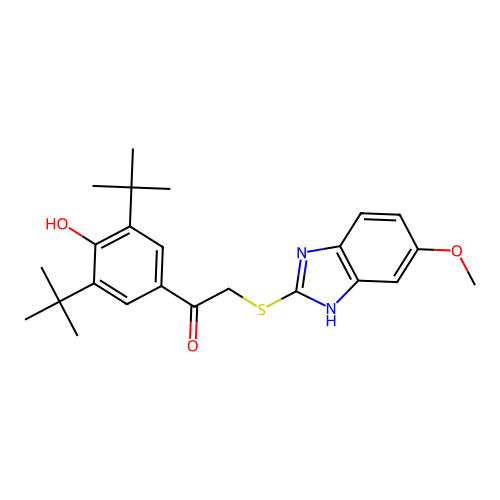 1-(3,5-ditert-butyl-4-hydroxyphenyl)-2-[(6-methoxy-1H-benzimidazol-2-yl)sulfanyl]ethanone structure