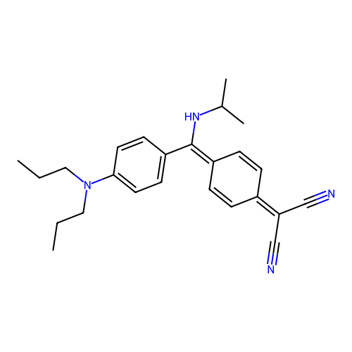 2-(4-((4-(dipropylamino)phenyl)(isopropylamino)methylene)cyclohexa-2,5-dien-1-ylidene)malononitrile structure