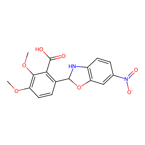 2,3-Dimethoxy-6-(6-nitro-2,3-dihydro-1,3-benzoxazol-2-yl)benzoic acid structure