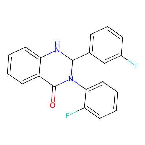3-(2-fluorophenyl)-2-(3-fluorophenyl)-2,3-dihydroquinazolin-4(1H)-one structure
