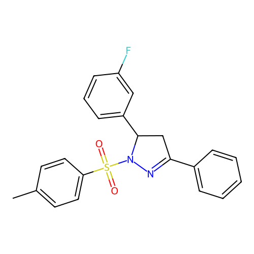 5-(3-fluorophenyl)-1-[(4-methylphenyl)sulfonyl]-3-phenyl-4,5-dihydro-1H-pyrazole structure