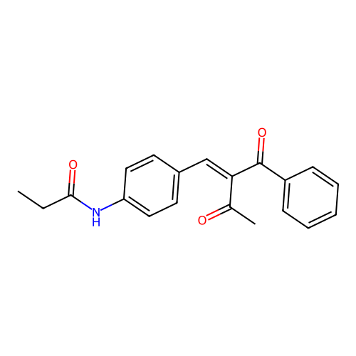 N-[4-((E)-2-Benzoyl-3-oxo-but-1-enyl)-phenyl]-propionamide structure