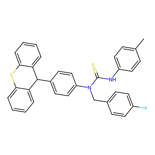 1-(4-fluorobenzyl)-3-(4-methylphenyl)-1-[4-(9H-thioxanthen-9-yl)phenyl]thiourea structure