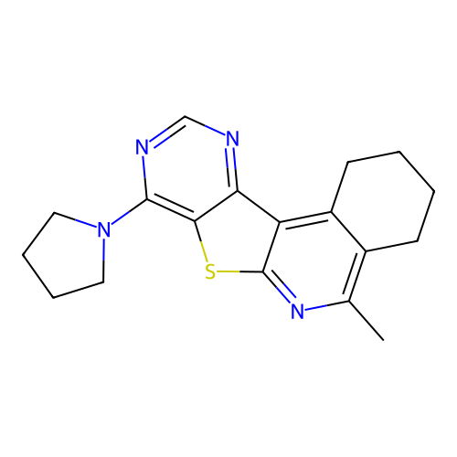 5-methyl-8-(pyrrolidin-1-yl)-1,2,3,4-tetrahydropyrimido[4',5':4,5]thieno[2,3-c]isoquinoline structure
