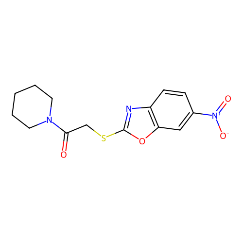 2-[(6-Nitro-1,3-benzoxazol-2-yl)sulfanyl]-1-(piperidin-1-yl)ethanone structure