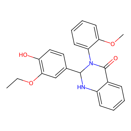 2-(3-ethoxy-4-hydroxyphenyl)-3-(2-methoxyphenyl)-2,3-dihydroquinazolin-4(1H)-one structure