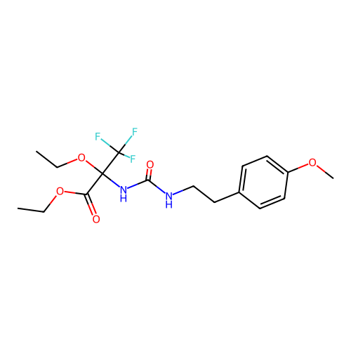 (S)-ethyl 2-ethoxy-3,3,3-trifluoro-2-(3-(4-methoxyphenethyl)ureido)propanoate structure