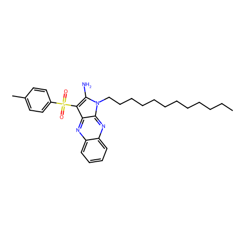 1-dodecyl-3-[(4-methylphenyl)sulfonyl]-1H-pyrrolo[2,3-b]quinoxalin-2-amine structure