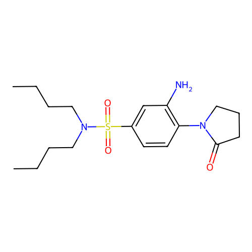 3-amino-N,N-dibutyl-4-(2-oxopyrrolidin-1-yl)benzenesulfonamide structure