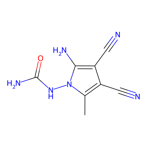 1-(2-amino-3,4-dicyano-5-methyl-1H-pyrrol-1-yl)urea structure